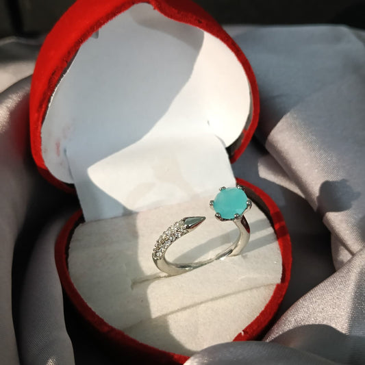 Elegant Silver Open Adjustable Crystal Ring – Multicolor 6 Stone Fashion Ring for Women R00001