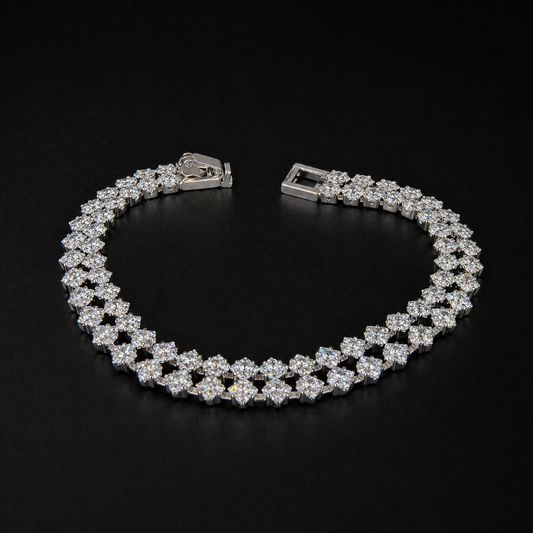 Luxury Diamond Style Tennis Bracelet – Elegant Silver Crystal Bracelet for Women B00004