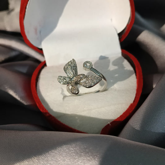 Elegant Butterfly Crystal Ring – Gold & Silver R00006