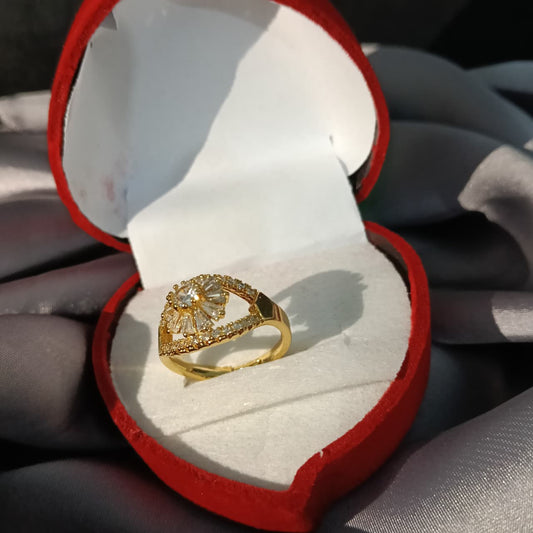 Elegant Sunburst Diamond Ring (Gold & Silver Variants) R00007