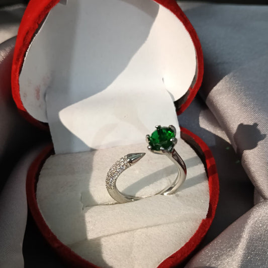 Elegant Silver Open Adjustable Crystal Ring – Multicolor 6 Stone Fashion Ring for Women R00001