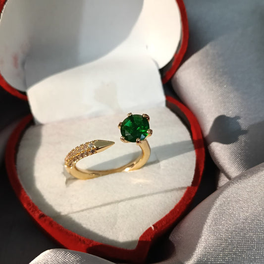 Luxury Gold Open Adjustable Crystal Ring – Multicolor 6-Stone Designer Ring for Women R00001