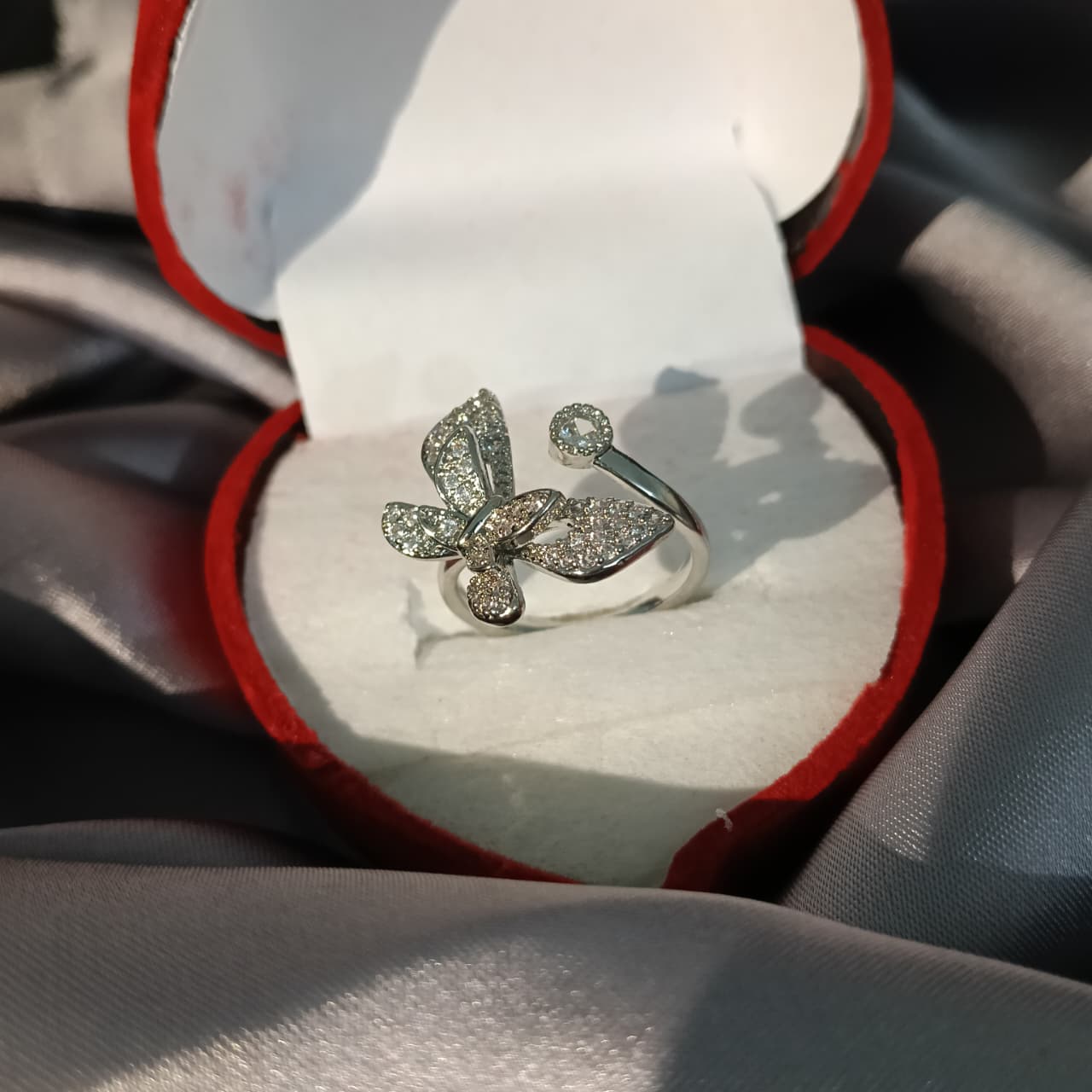 Elegant Butterfly Crystal Ring – Gold & Silver R00006