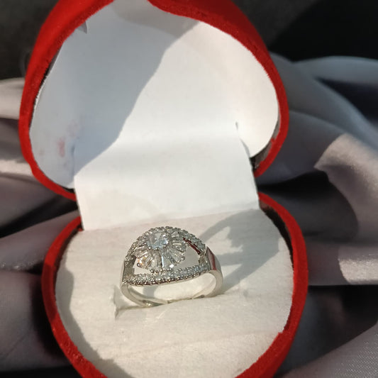 Elegant Sunburst Diamond Ring (Gold & Silver Variants) R00007