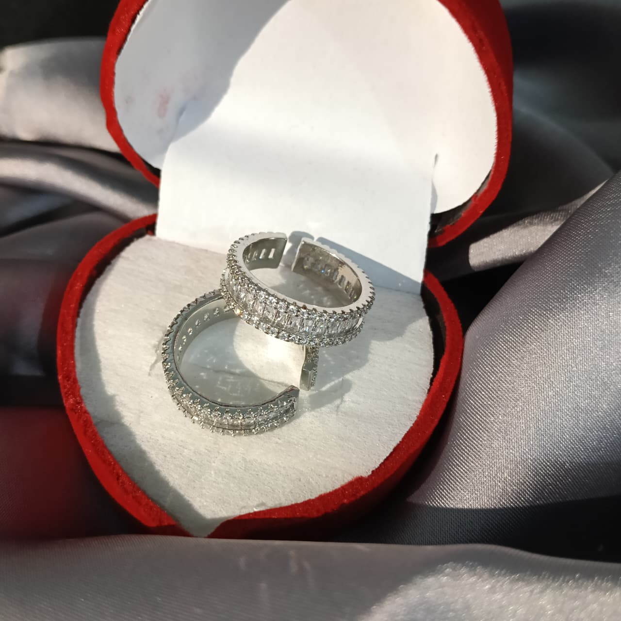Luxury Double Row Adjustable Diamond Ring (Gold & Silver Variants) R00008
