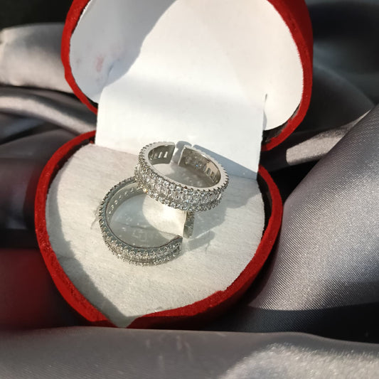 Luxury Double Row Adjustable Diamond Ring (Gold & Silver Variants) R00008